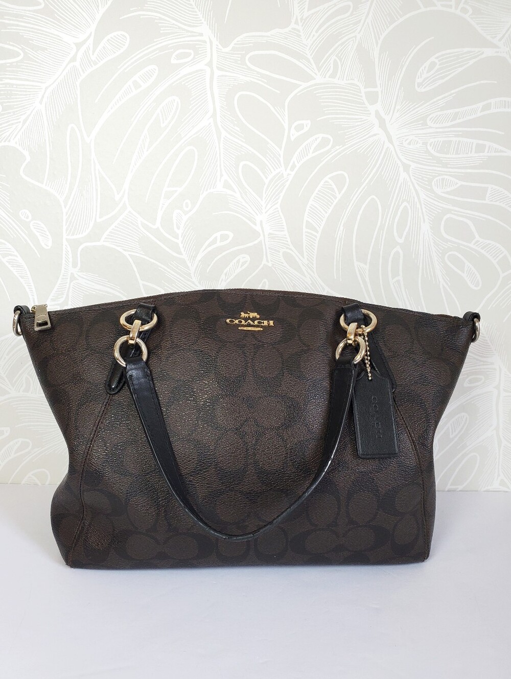 Coach Signature Black & Brown Small Kelsey Satchel Bag